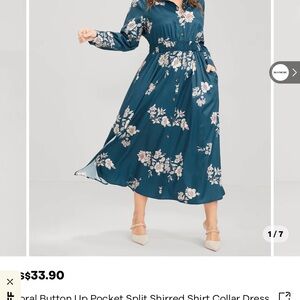 Floral Button-Up Pocket Dress